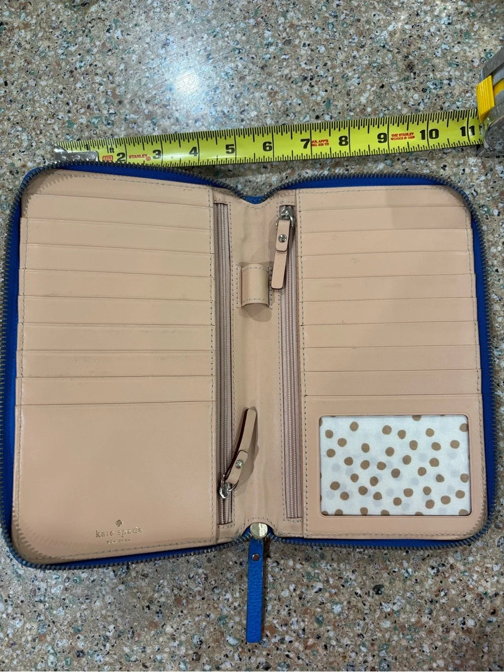 kate spade blue zip-around wallet